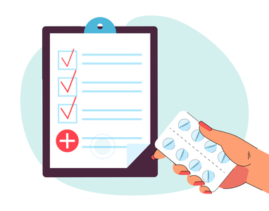 Recepta lekarska i blister tabletek w dłoni – farmakoterapia, leczenie i opieka zdrowotna.